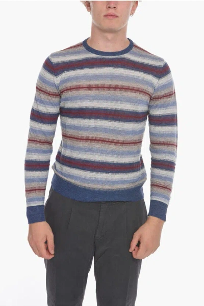 Corneliani Crew Neck Canton Linen Blend Sweater In Multi