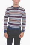 Corneliani Crew Neck Canton Linen Blend Sweater In Multi