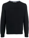 Corneliani Crew-neck Fine-knit Jumper In Blue