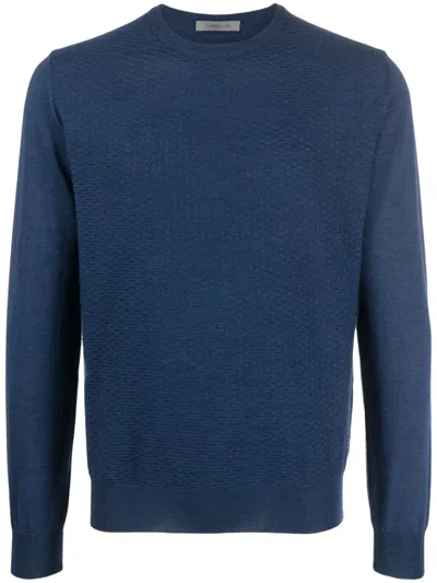 Corneliani Crew-neck Virgin Wool Jumper In Blue