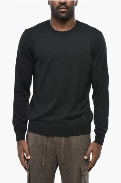 Corneliani Crew Neck Virgin Wool Sweater In Black