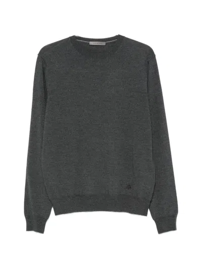 Corneliani Crew-neck Long-sleeve Sweater In Gray