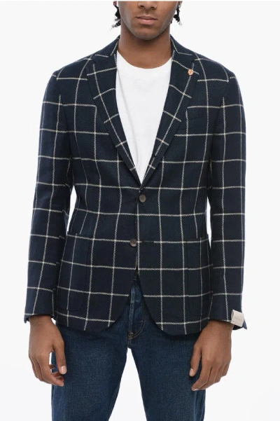 Corneliani Cricle Windowpane Check Wool Blend Blazer In Black