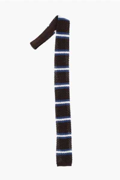 Corneliani Crochet Silk Tie With Striped Motif