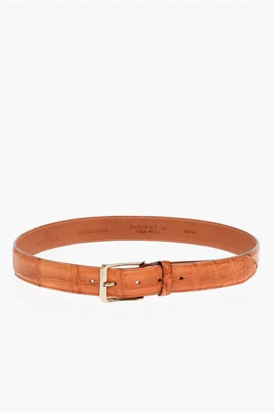 Corneliani Croco Effect Leather Belt