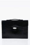 Corneliani Crocodile Leather Business Bag With Snap Closure