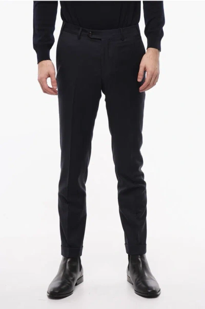 Corneliani Cuffed Academy Herringbone Wool Pants In Black