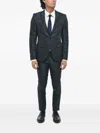 Corneliani Damask-pattern Satin-trim Suit In Blue