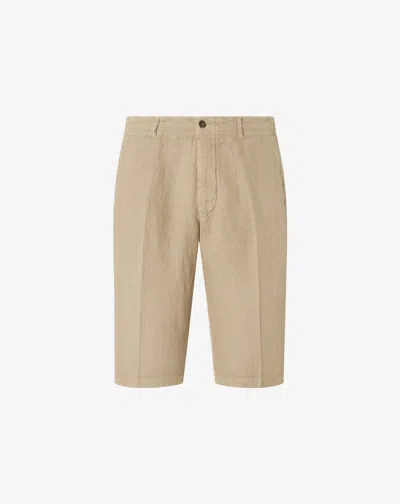 Corneliani Dark Beige Pure Linen Bermuda Shorts In Neutral