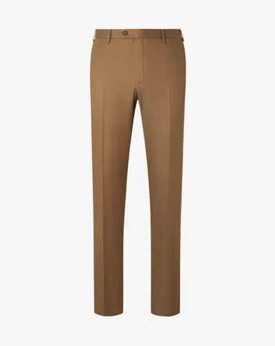 Corneliani Dark Beige Wool And Stretch Cotton Trousers In Brown