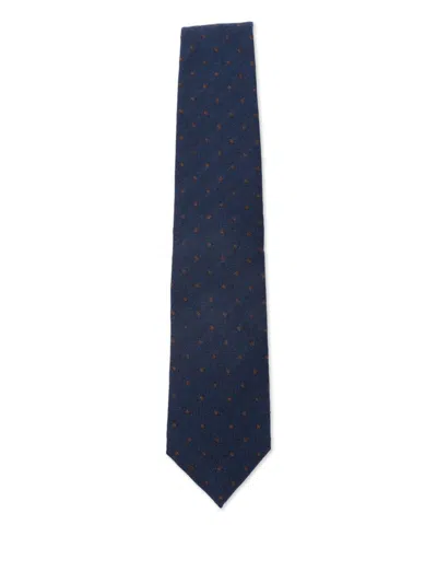 CORNELIANI Dark blue wool tie CORNELIANI