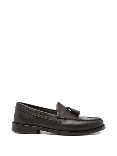 Corneliani Dark Brown Boat Loafers With Tassel Detail