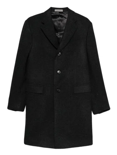 Corneliani Dark Gray Checked Coat In Black