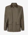 Corneliani Dark Green Technical Silk Caban Coat In Green