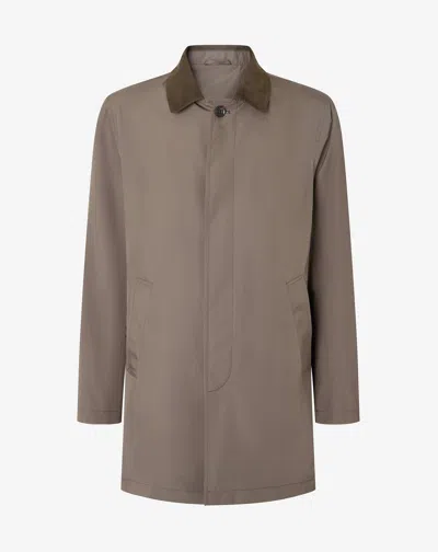 Corneliani Dark Green Trench Coat Made From Technical Poplin In Brown