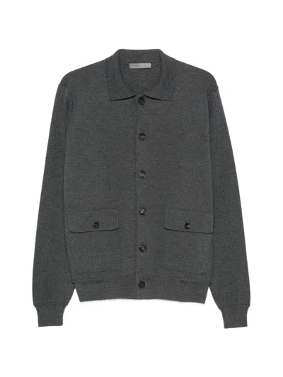 Corneliani Dark Grey  Button Cardigan In Gray