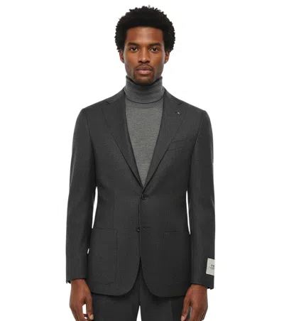 Corneliani Dark Grey Notched Lapel Blazer In Gray
