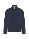 Corneliani Deep Blue Structured Boxy Silhouette Jacket In Blue
