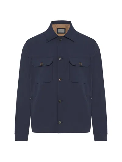 CORNELIANI DEEP BLUE STRUCTURED BOXY SILHOUETTE JACKET