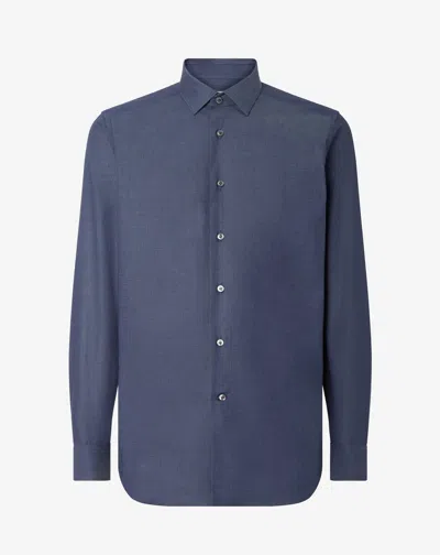Corneliani Denim Blue Stretch Cotton Shirt