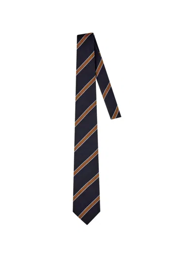 Corneliani Diagonal-stripe Silk Tie In Brown