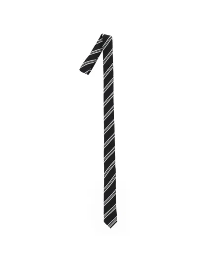Corneliani Diagonal-stripe Silk-blend Tie In 블랙