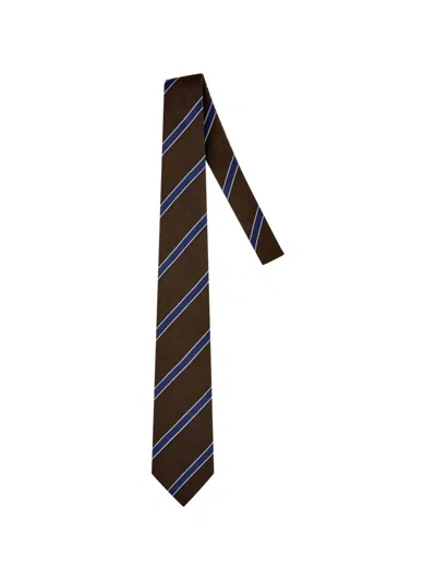 Corneliani Diagonal-stripe Tie In Brown