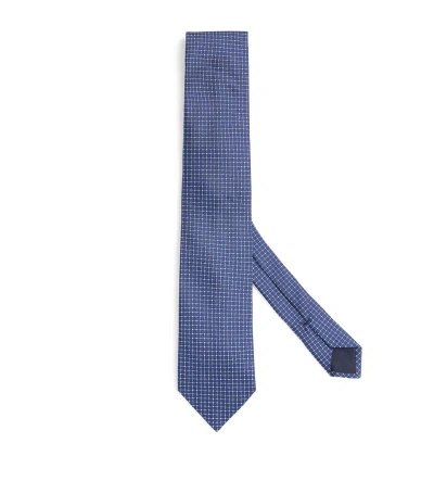 Corneliani Diamond Print Tie In Blue