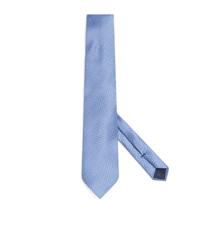 Corneliani Diamond Print Tie In Blue