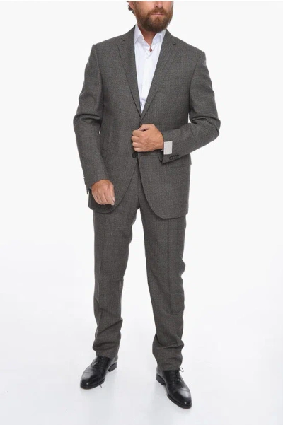 Corneliani District Check Academy Virgin Wool Suit In Gray