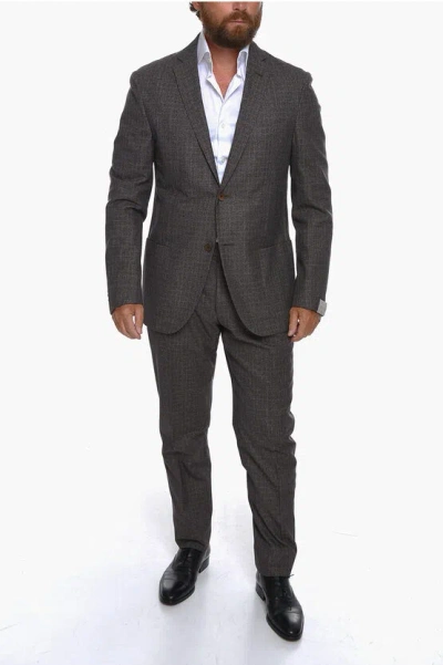 Corneliani District Check Gate Virgin Wool Blend Suit In Brown