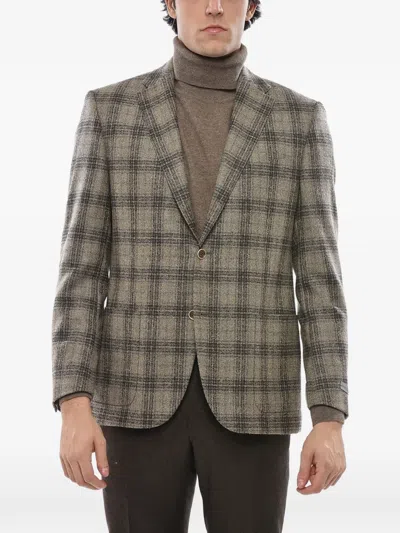 Corneliani District Check Long-sleeve Blazer In Multi