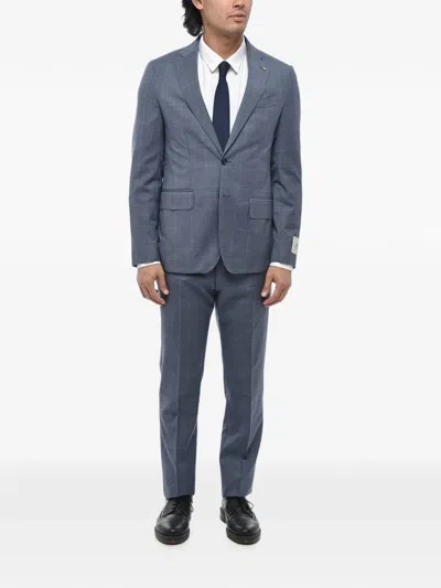 Corneliani District Check Single-breasted Suit In Blue