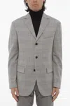 Corneliani Windowpane Check Center Vent Notch Lapel Circle 3-button Bla In Grey