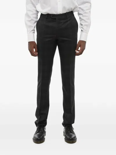 Corneliani District-check Wool Trousers In Black