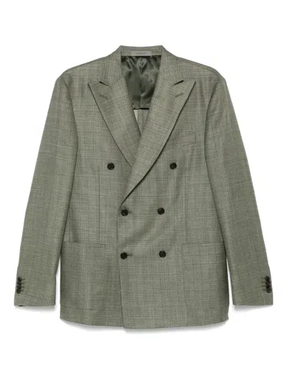Corneliani Double-breasted Blazer In Green