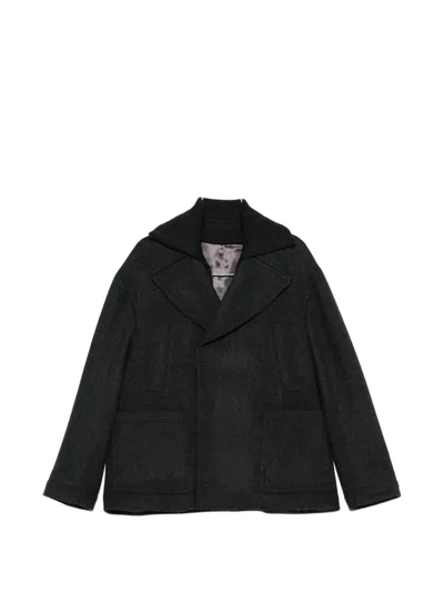 Corneliani Double-breasted Coat In Black