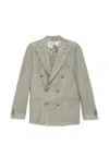 Corneliani Academy Light Double-breasted Patch-pocket Jacket In Gray
