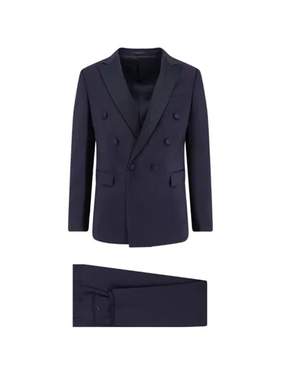 Corneliani Double-breasted Peak Lapel Blazer In Blue