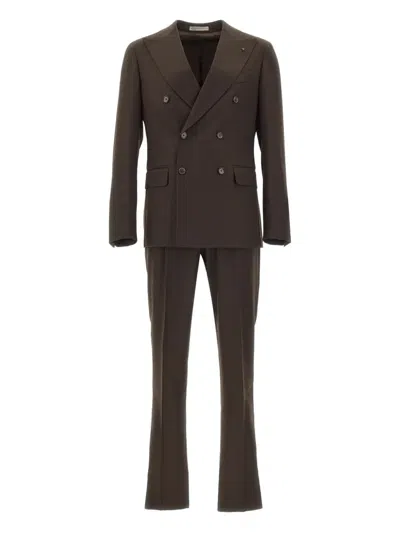 Corneliani Double-breasted Peak-lapel Suit In Brown