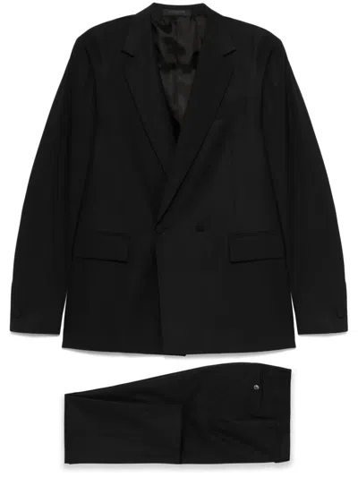 Corneliani Double-breasted Suit In Black