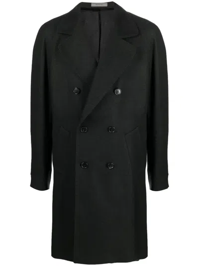 Corneliani Double-breasted Wool Coat In Green
