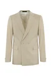 Corneliani Double-breasted Wool Jacket In Beige