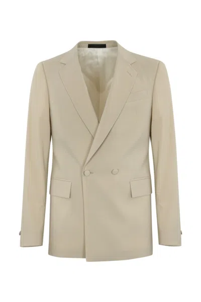Corneliani Double-breasted Wool Jacket In Beige