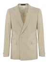 Corneliani Double-breasted Wool Jacket In Beige