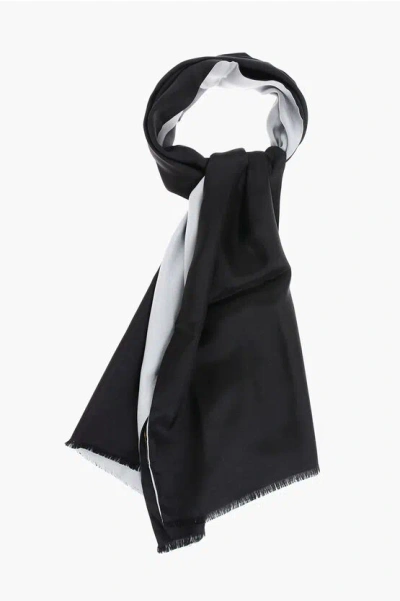 Corneliani Double-face Silk Foulard Grösse Unica In Black