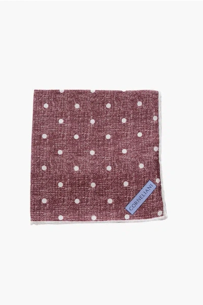Corneliani Double Patterned Silk Pocket Square In Brown