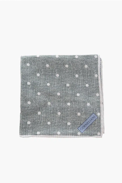 Corneliani Double Patterned Silk Pocket Square In Gray