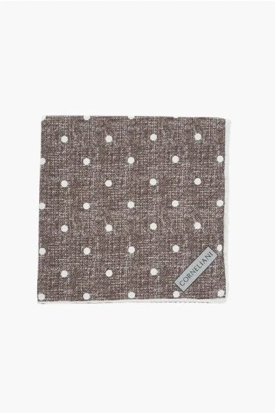 Corneliani Double Patterned Silk Pocket Square In Gray
