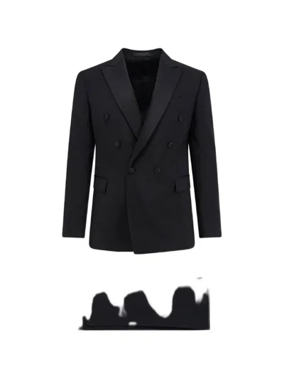 Corneliani Double-breasted Blazer In Black